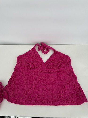 Catalina Two Piece Pink Womens Sz 3X (22-24W) Bathing Suit Tankini Set Halter