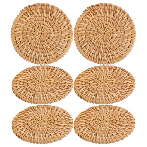 6 Set Rattan Coasters Rattan Woven Placemats Dining Table Place Mats - Picture 7 of 12