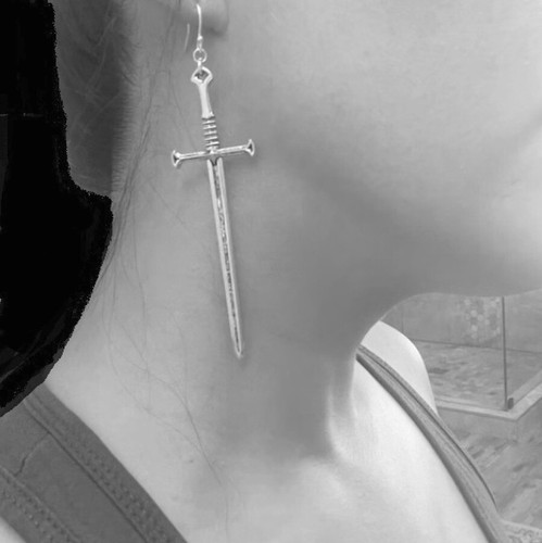 UNISEX Gothic Earrings, Viking Warrior Earrings, Extra Large Sword Earrings, - Picture 9 of 13