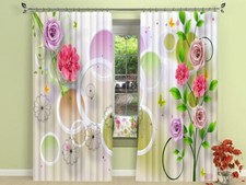 3D Colored Flower Ring 6 Blockout Photo Curtain Printing Drapes Fabric Window CA