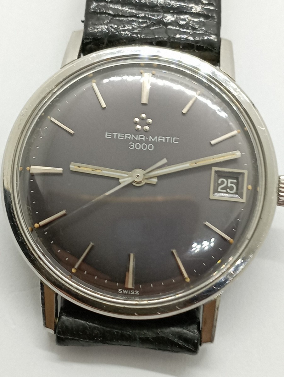 VINTAGE Unique ETERNA MATIC 3000 black Dial Swiss Made automatic 1500K 