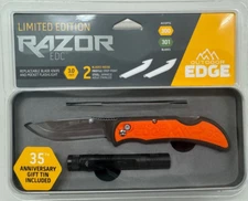 Outdoor Edge Limited 3.0" Razor EDC Orange & Flashlight Replaceable Blade Knife