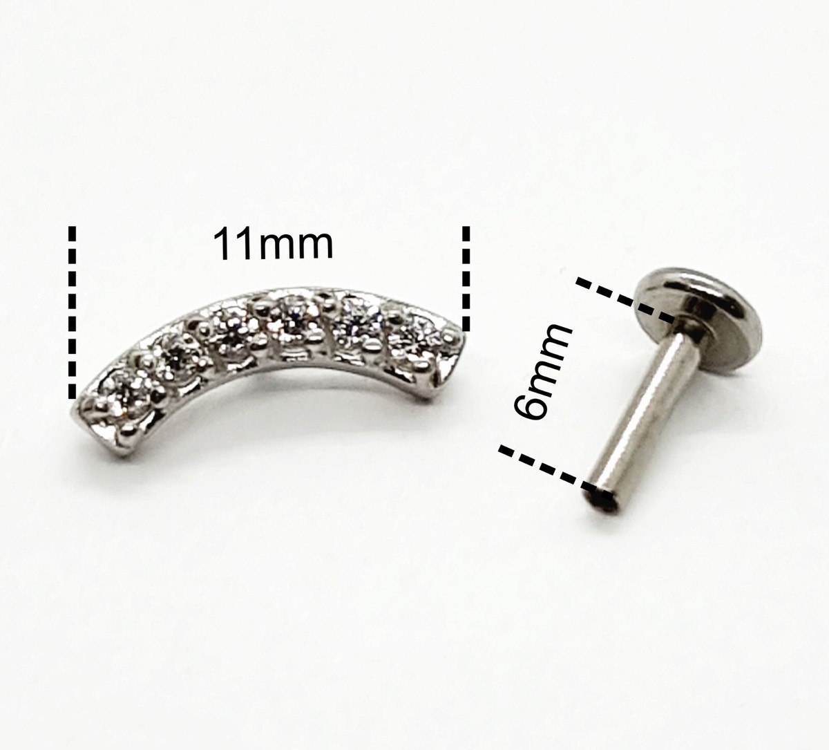 12 Paia Orecchini Lobo In Acciaio 316L - Borchie Piccole Con Zirconi Trasparenti