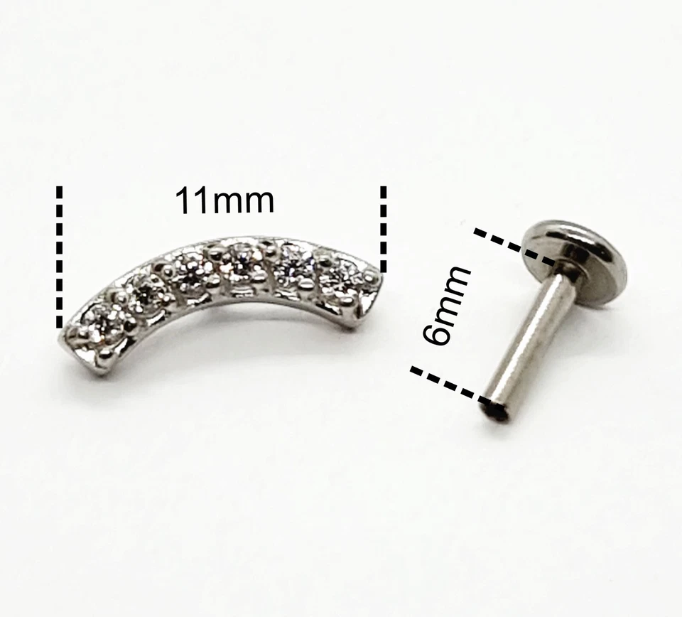 Orecchino piercing in acciaio da orecchio per lobo trago elice con zirconi - Immagine 4 di 4