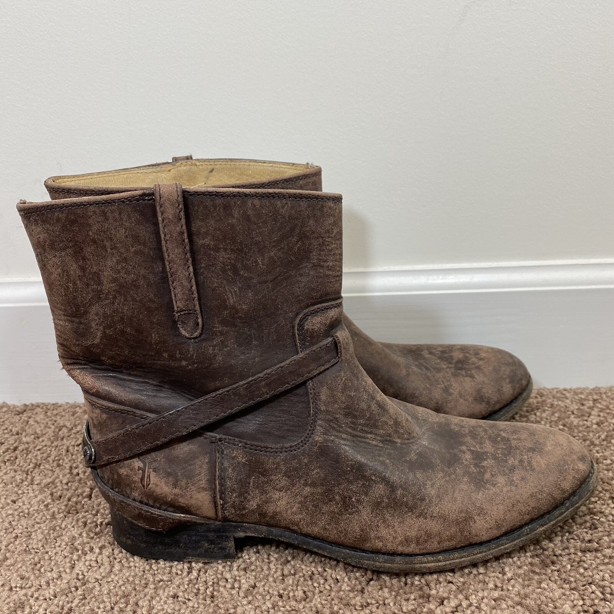 FRYE LINDSAY Womens 8.5 B PLATE DUSTY GRAPHITE STONE LEATHER  display picture 3