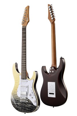 Donner DST-550 Electric Guitar With Tremolo Bar Gig Bag Black Mirage Gradation