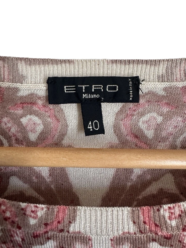 Suéter Jersey ETRO Seda Cachemira Tejido Paisley Fino 40 IT/8 AU/4 EE. UU. Foto 3 de 4