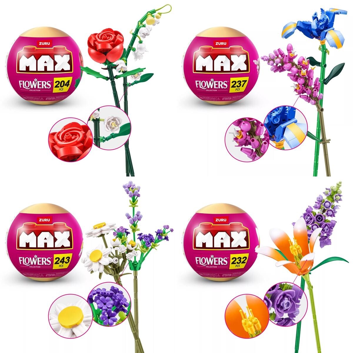 Zuru MAX Premium Building Bricks, Flowers Collection