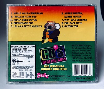 Vintage 1996 Zeebs KOALAS DOWN UNDER Bubble Gum CD Candy Container