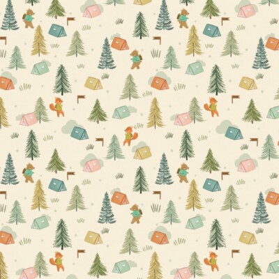Fat Quarter Dashwood Studios Zeder Camp Camping Bäume Zelte 100 % Baumwollstoff