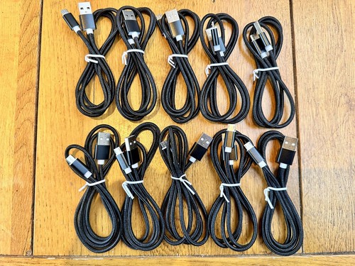 10 Pack Braided Micro USB Charger Data Cables WHOLESALE TRADE PRICES - 第 1/10 張圖片