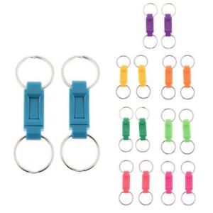 2x Quick Release Keyring Pull Apart Detachable Keychain with Two Split Rings