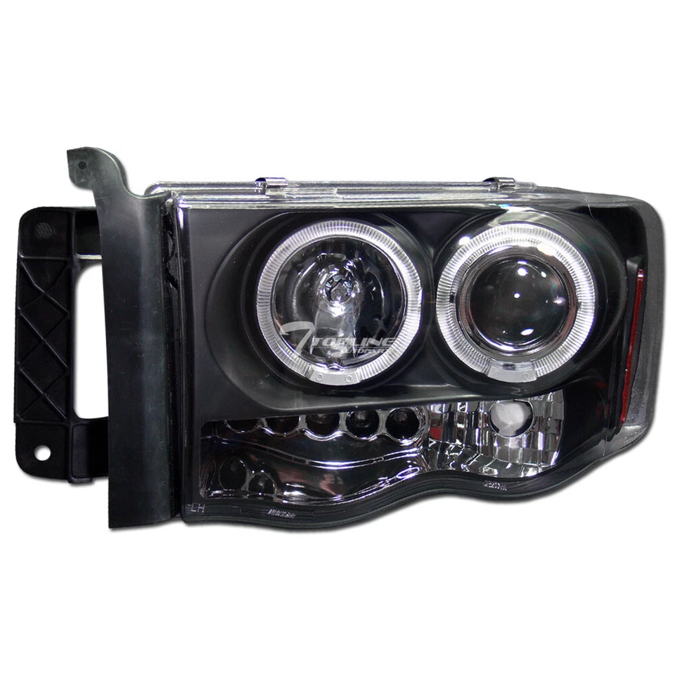 Topline For 2002-2005 Dodge Ram LED Halo Projector Headlights Signal Amber - Blk Foto 4 de 4