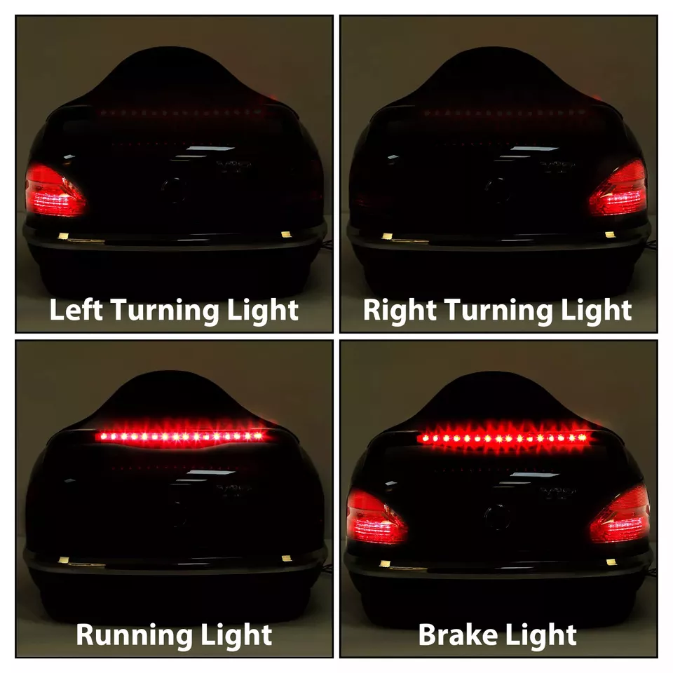 Motorcycle Tail Box Tour Trunk Luggage Pack w/Tail Light For Harley Honda Yamaha - Image 3 of 4