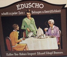 alt Blechdose Kaffeedose EDUSCHO Eduard Schopf Tee Kakao Bremen Replikat 1920er