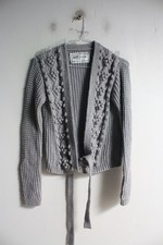 Sirdar Hand Knit Cable Knit Cardigan - Grey - Size Small (a15)