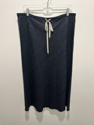 Erica Tanov Dark Wash cotton & elastane Drawstring waist raw hem Skirt