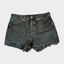Levis 501 Original Women Black Denim Cut Off Shorts Size 30 2" Inseam Daisy Duke