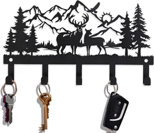Deer Metal Key Holder for Wall, Wall Mount, Rack, Small, Black