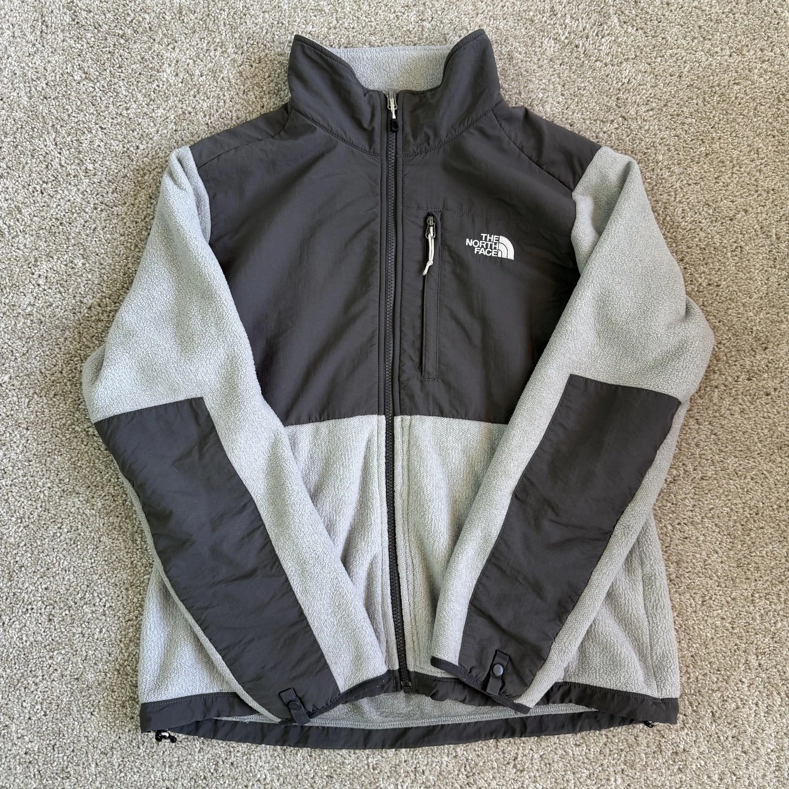 The North Face Jacket Womens Large Gray Fleece Full Zip Collared Pockets Outdoor