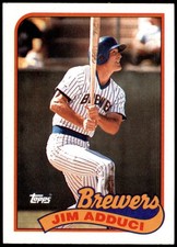 Jim Adduci Milwaukee Brewers 1989 Topps #338 Baseball Card