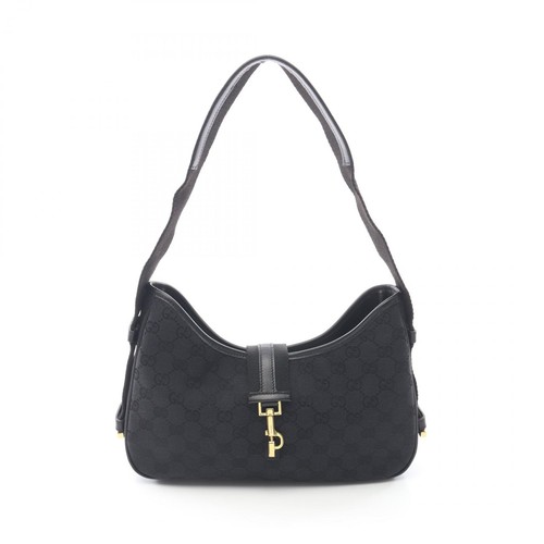 GUCCI GG canvas Shoulder Handbag 92736 canvas leather Black Used Women