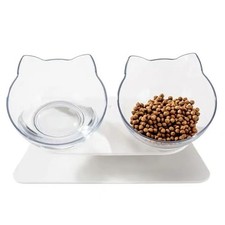 Elevated Double Cat Dog Bowls Feeding Bowl with Raised Stand Anti Vomitting