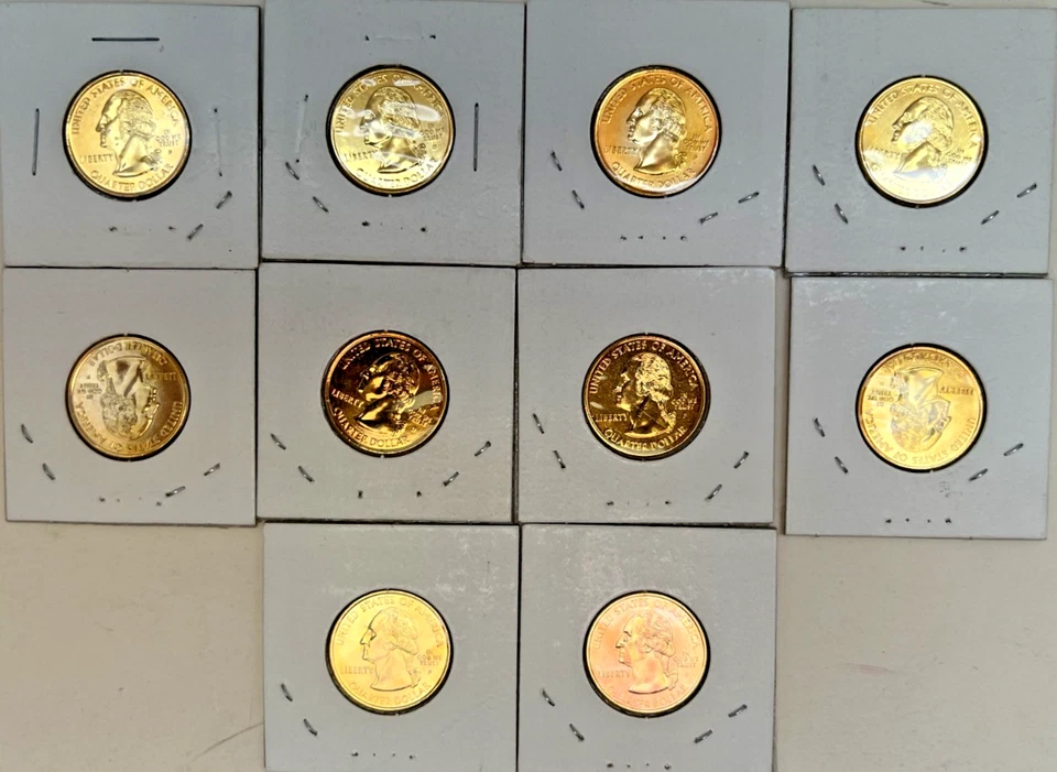 2002 P & D 24 karat gold Overlay State Quarter (10 coins) - Image 2 of 2