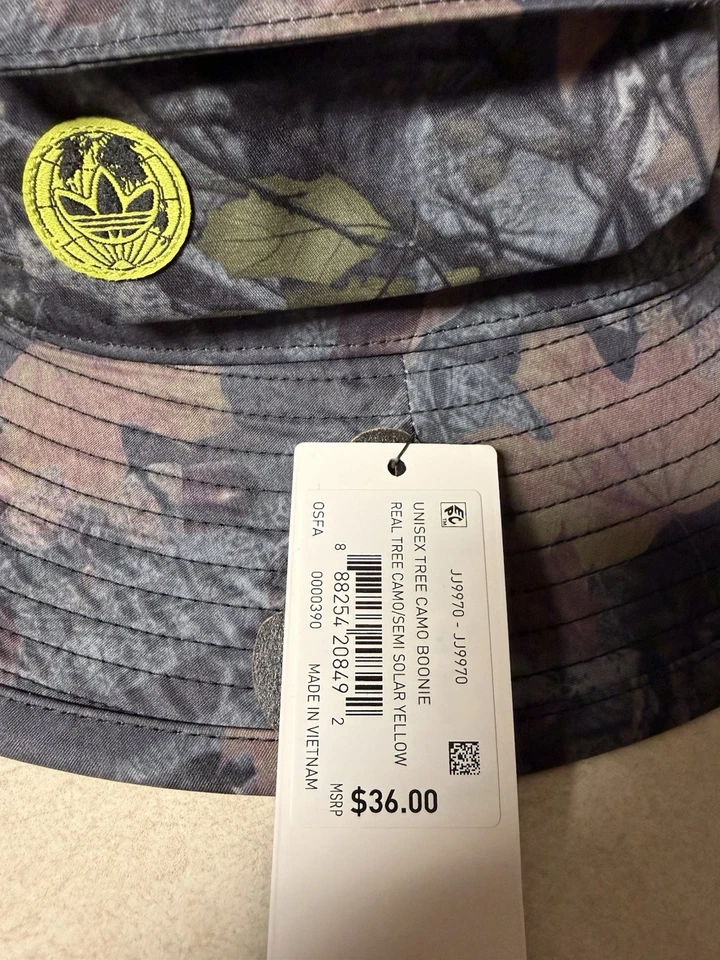 Adidas Árbol Camuflaje Semi Amarillo Solar Boonie Sombrero OSFM - NUEVO UNISEX Camping CAZA Foto 2 de 3