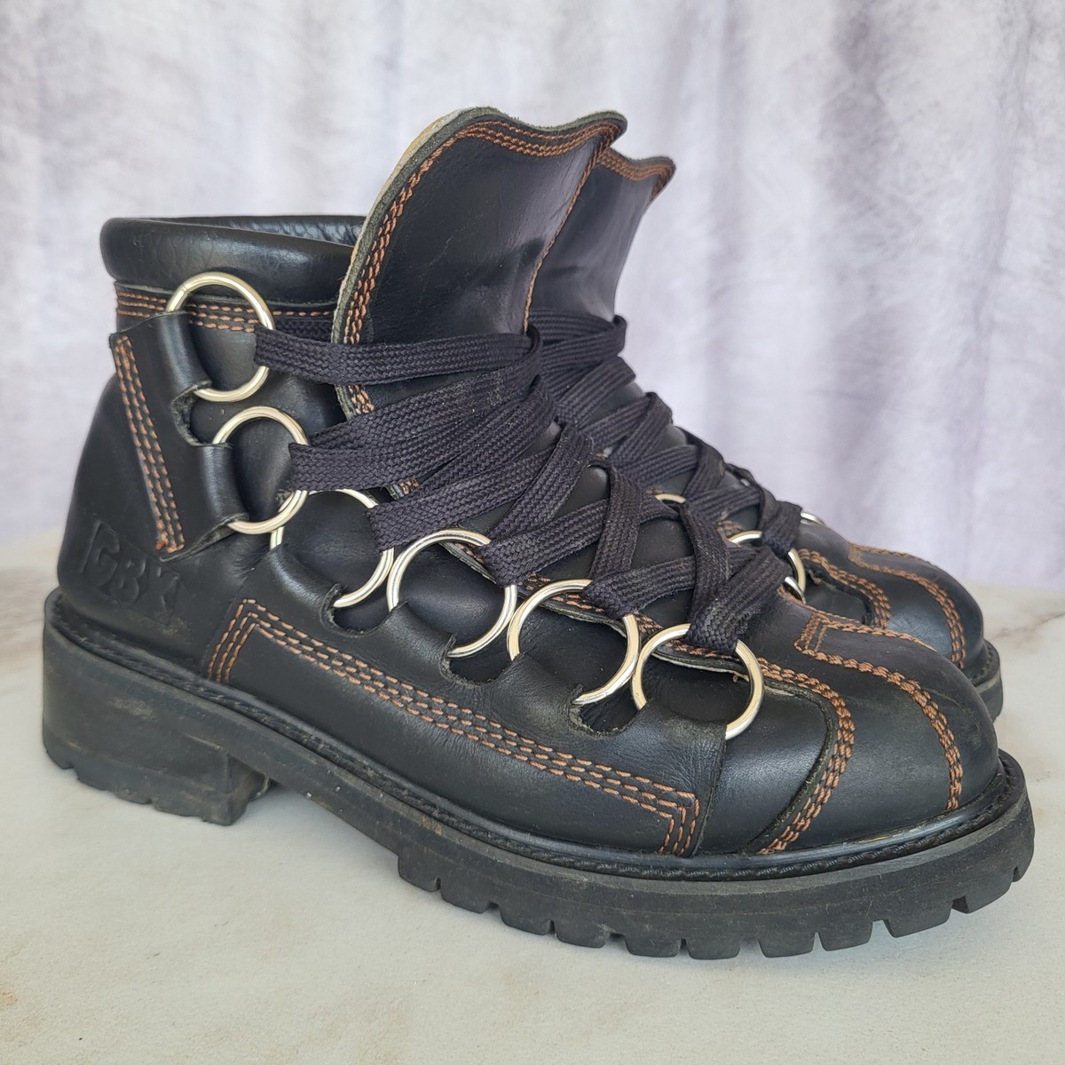 Vintage 1990\'s GBX Basics Genuine Leather Boots Men Size 9 Goth Rave Grunge Vtg 90s LEATHER BUCKLE Shoes // Vintage GBX Mens 12 Usa Dr  main image 2