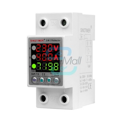 DIN Rail Adjustable Over &under Voltage Protector AC Voltage/Current Power Meter