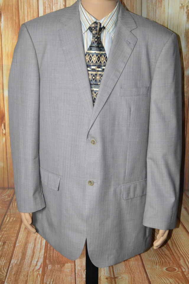 Jhane Barnes Men Beige Super 140s Wool Stripe 2 Button Suit Sz 46L Wst 42x32 - Image 3 of 4
