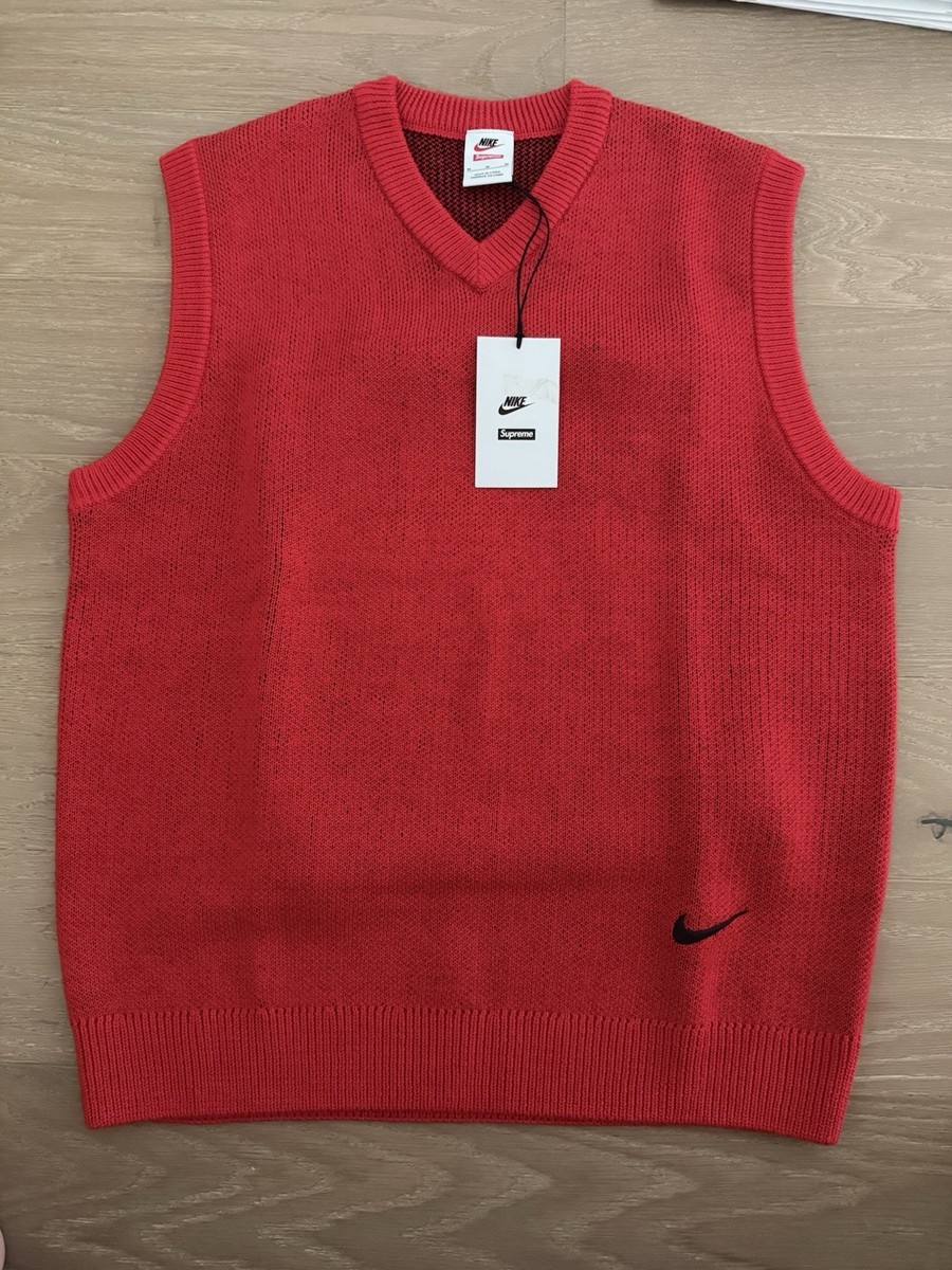 Supreme x Nike Sweater Vest Red HF9638-657 Men's Medium SHIPS