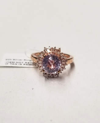 D'Joy Martha Rocha Kunzite and Diamond Twilight Bloom Ring sz 6 Sterling Silver