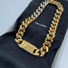 SAINT LAURENT Gold Curb Chain Necklace with Storage Bag