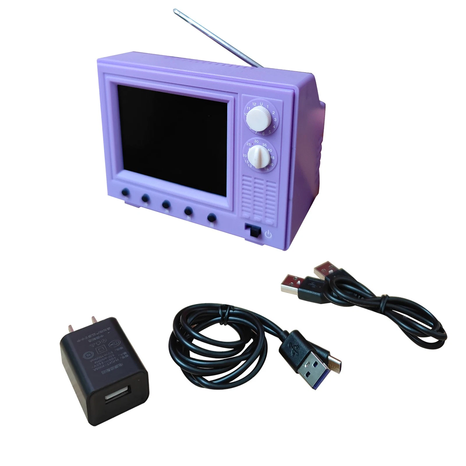 Retro Dollhouse TV 1/12 w USB-C Charging 8GB Memory Supports 64GB Expansion