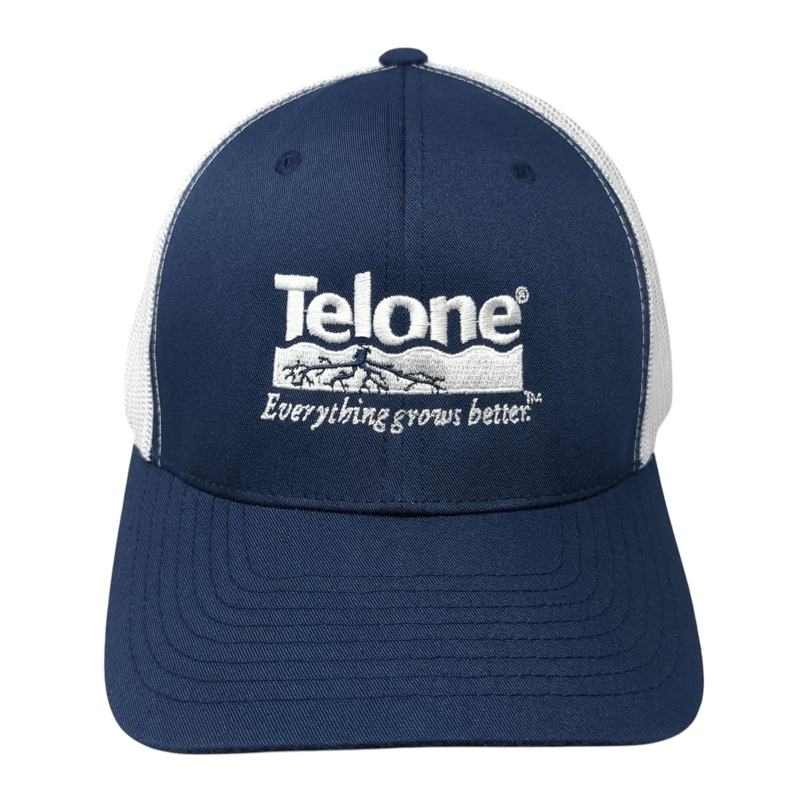 Telone Everything Grows Better Trucker Cap Blue OS Adjustable Mesh Back Yupoong