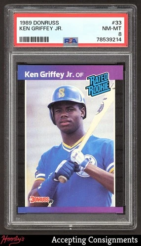 1989 Donruss #33 Ken Griffey Jr. RATED ROOKIE RC MARINERS PSA 8 NM-MT