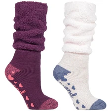 HEAT HOLDERS - Ladies Soft Fluffy Slouch Top Non Slip Slipper Thermal Bed Socks