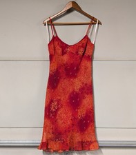 VTG Byer Too Red Floral Strappy Dress Sz 11