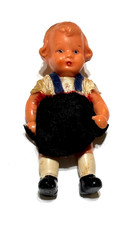 Vintage EDI celluloid 2.5" Girl Dollhouse Doll Jointed BABY TODDLER GERMANY