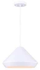 Canarm Byck 1-Light Pendant Light, White Finish with Modern Design, Adjustabl...