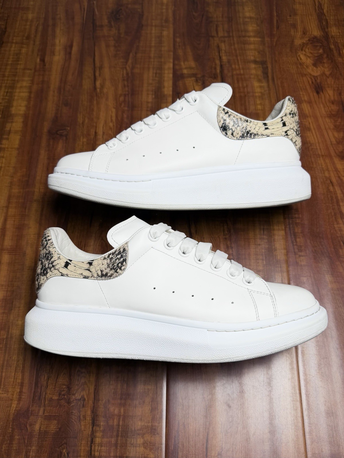Alexander McQueen White Beige Python Snakeskin Me… - image 1