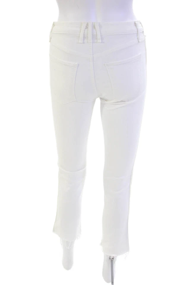 Женские джинсы McGuire на молнии Fly с высоким подъемом бахрома прямые штанины белые размер 26 - Изображение 3 из 4