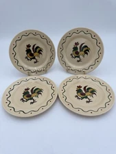 4 Vintage 1950’s Metlox California Provincial Poppytrail Rooster Dessert Plates