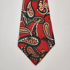 Chaps Ralph Lauren Tie Mens Red Paisley Vintage Silk Necktie Made In USA