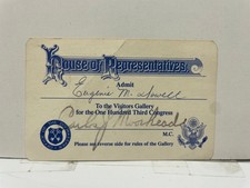 House of Representatives Visitors Pass 103rd Congress Nancy Moorhead