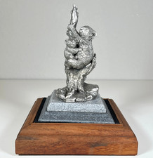 Vintage Brookfield Collector’s Guild Pewter Koala w/ Joey Sculpture Wood Base