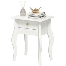 HOMCOM Tavolino da Divano con Cassetto in Stile Francese 45x35x55 cm Bianco