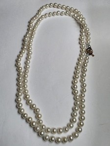Authentic NBN Sterling Gold Plated cultured Pearl & quartz accent Knotted Necklace 38"